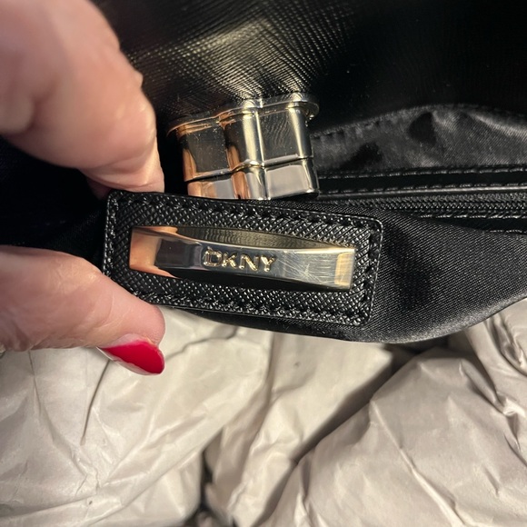 DKNY Black Textured Leather Tote and Pouch Set - Picture 5 of 6